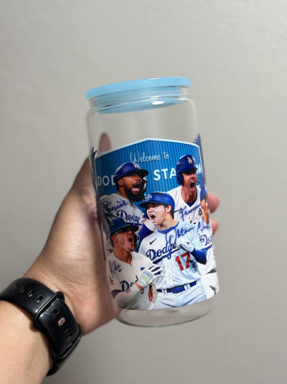 2024 WS Baseball Winners 16oz Clear Glass Can