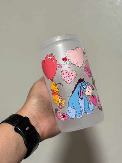 16oz Lovey Bear and Friends Frosted Glass Can Only