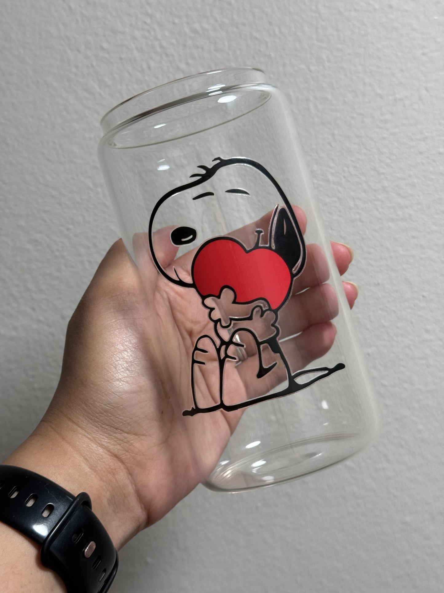 16oz Dog Love Clear Glass Can Only