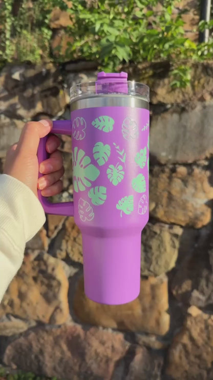 40oz Monstera Purple Tumbler