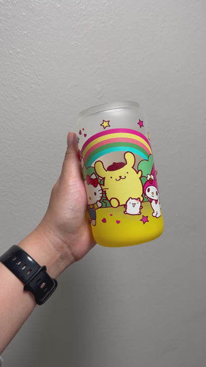 16oz HK & Friends Frosted Gradient Yellow Glass Can Only